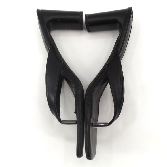 Cink Me Faux Vegan Leather Heeled Sandals Black Thong Size 39 US 6 - Picture 5 of 10